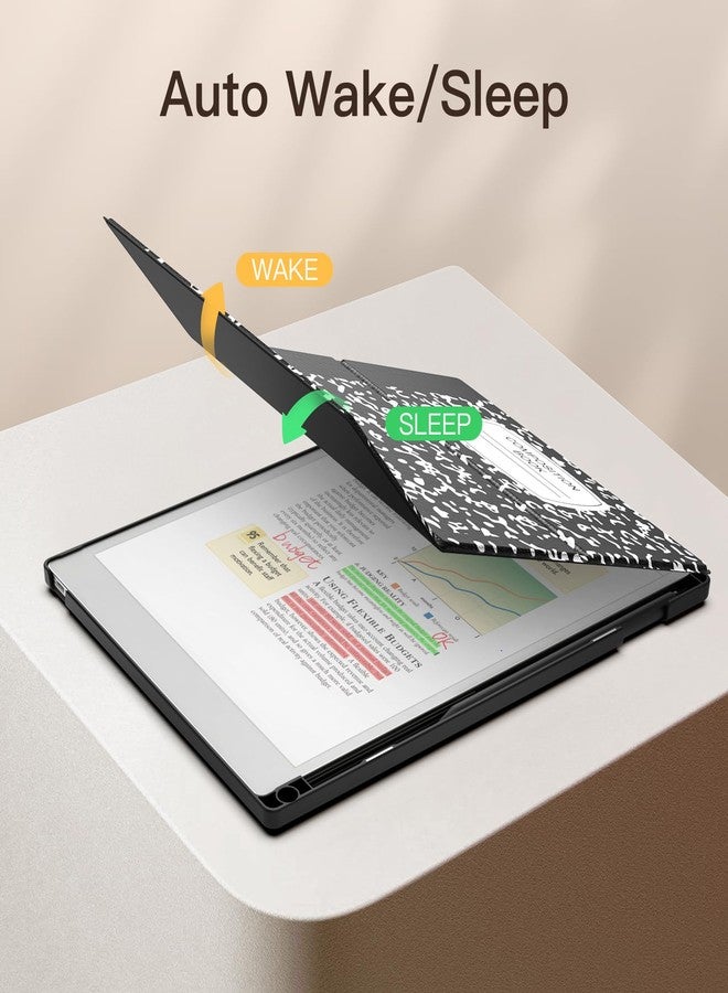 MoKo Stand Case for Remarkable Paper Pro 2024 11.8" - Premium Leather Trifold Stand Cover with Pen Holder, Auto Sleep/Wake for Remarkable Pro 11.8", Black Notebook - Image 4